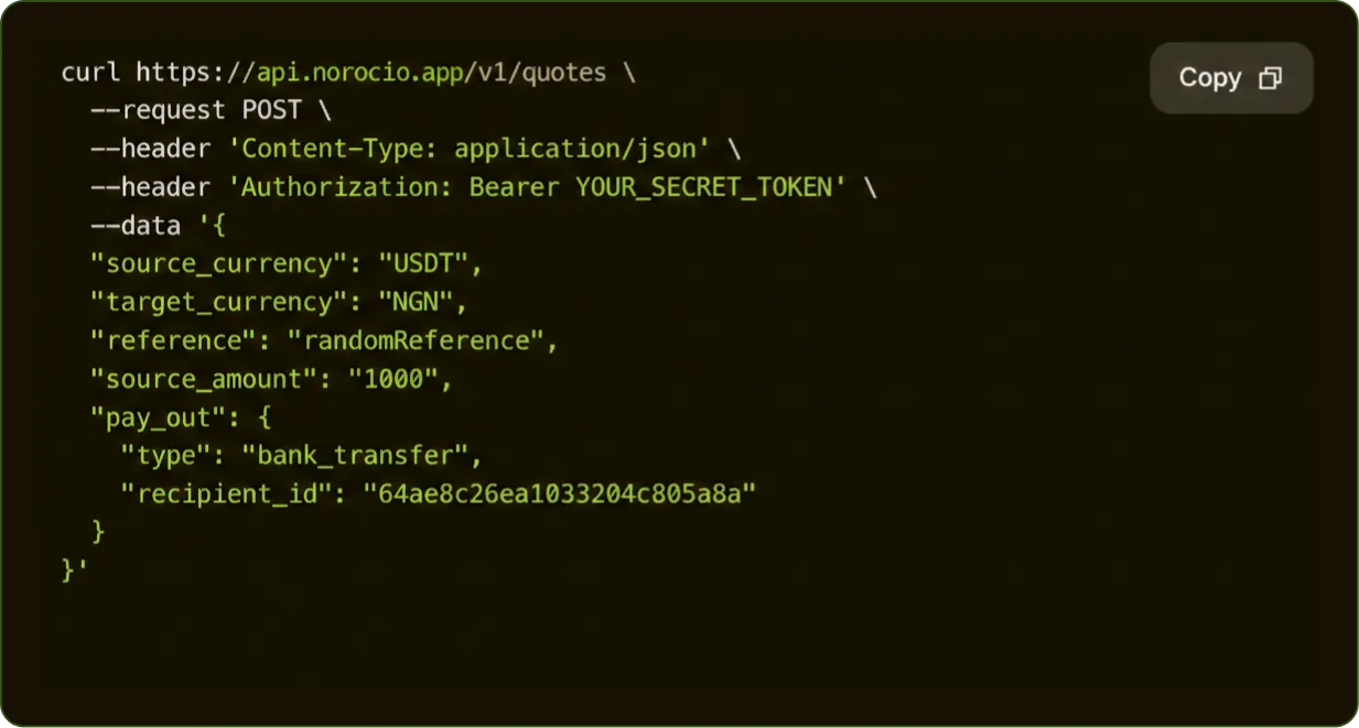 Norocio API quote example